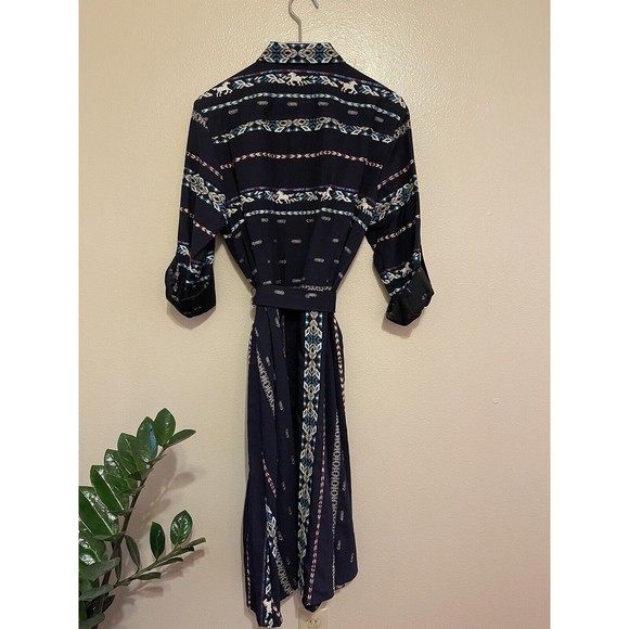 Finley Jeanette Taos in Navy Blue Western Horse Embroidered Shirt Dress - Picture 6 of 10